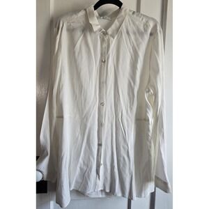J jill btton up white longline shirt‎ woman Sz XL Rayon